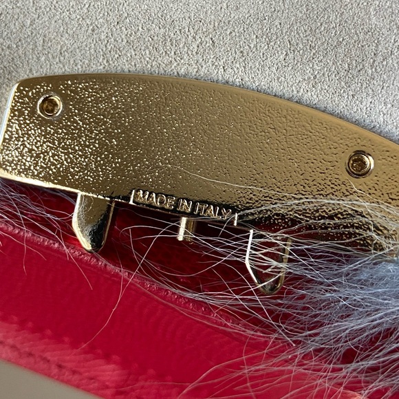 Furla metropolis small pink leather and blue faux fur bag - Picture 12 of 13